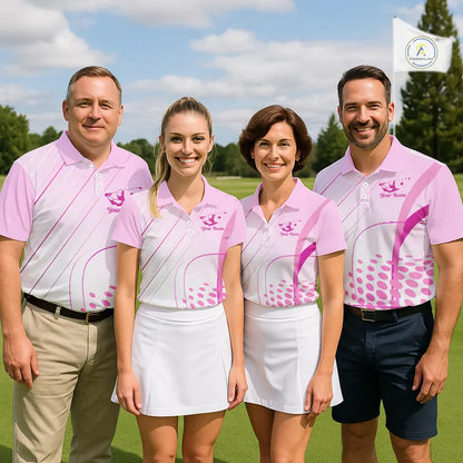 Pink White Womens Golf Polo Shirts Custom Name Golf Shirts For Women Personalized Golf Gifts  NHN0015
