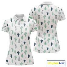 Load image into Gallery viewer, Funny Cactus Flower Pattern Womens Golf Polo Shirts Custom, Cactus Golf Shirt Personalized NHN0151
