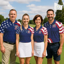 Load image into Gallery viewer, Funny Womens Golf Polo Shirt Custom Name American Flag Polo Shirt, 250 Years Of Freedom Patriotic Gift NHN0173