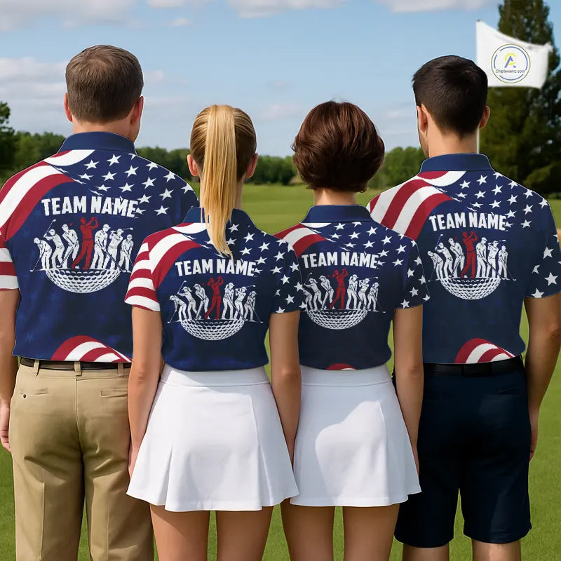 Funny Womens Golf Polo Shirt Custom Name American Flag Polo Shirt, 250 Years Of Freedom Patriotic Gift NHN0173
