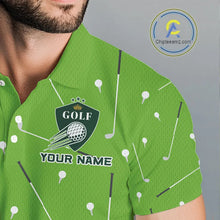 Load image into Gallery viewer, Mens Golf Polo Shirt Custom Green And White Golf Ball Flame Team Golf Shirts, Golf Tops For Men NHN0179