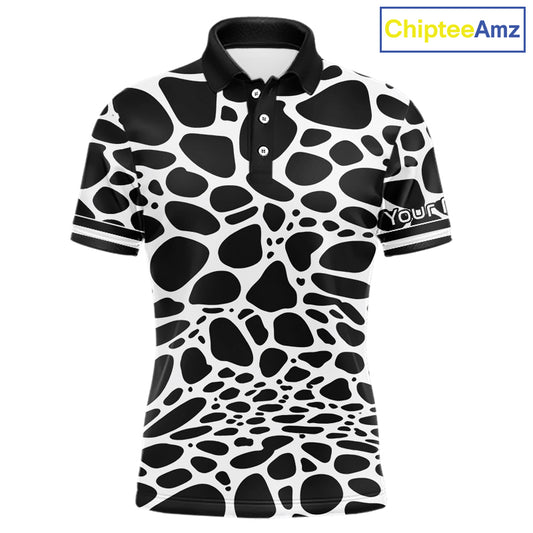 Mens Golf Polo Shirt Custom White Animal Mix Leopard Skin Prints Pattern Team Golf Tops, Golf Gift NHN0230