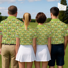 Load image into Gallery viewer, Funny Green Frog Pattern Mens Golf Polo Shirt Custom Golf Attire For Men, Golfer Gift NHN0146