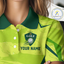 Load image into Gallery viewer, Green Camo Womens Golf Polo Shirt Custom Camouflage Golf Ball Golf Top For Team, Golfer Gift NHN0178
