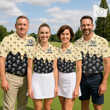 Womens Golf Polo Shirt Beer Skull Golf Pattern Custom Team Golf Tops, Funny Golf Gifts For Ladies NHN0200