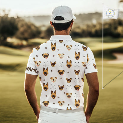 Funny Mens Golf Polo Shirt Custom Dog Golf Shirts White Golf Polo For Men, Golf Gifts NHN0108
