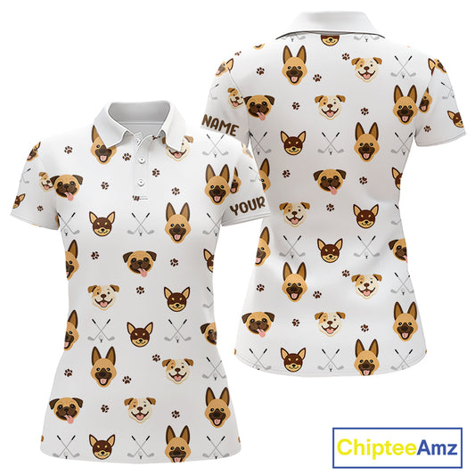 Funny Womens Golf Polo Shirt Custom Dog Golf Shirts White Golf Polo For Ladies, Golf Gifts NHN0108