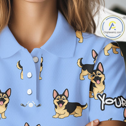 Womens Golf Polo Shirt Custom Funny German Shepherd Team Ladies Golf Tops, Dog Lover Gift NHN0213