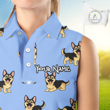 Load image into Gallery viewer, Womens Sleeveless Golf Polo Shirt Custom Funny German Shepherd Team Ladies Golf Tops, Dog Lover Gift NHN0213