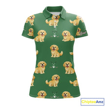Load image into Gallery viewer, Golden Retriever Womens Golf Polo Shirt Custom Funny Green Team Ladies Golf Tops, Dog Lover Gift NHN0214