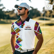 Load image into Gallery viewer, Rainbow Mens Golf Polo Shirt Leopard Print Pattern Custom Team Golf Tops For Men, Golf Gifts NHN0228