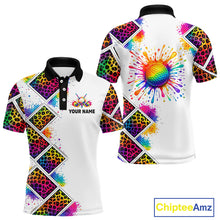 Load image into Gallery viewer, Rainbow Mens Golf Polo Shirt Leopard Print Pattern Custom Team Golf Tops For Men, Golf Gifts NHN0228