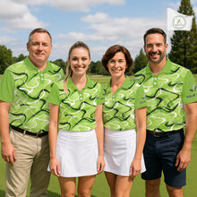 Load image into Gallery viewer, Green And White Womens Golf Polo Shirts Custom Green Camo Golf Tops For Ladies, Golf Gifts NHN0111