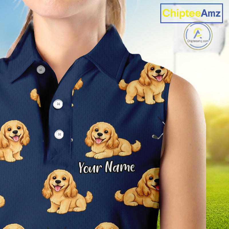 Womens Sleeveless Golf Polo Shirt Custom Funny Cocker Spaniel Team Ladies Golf Tops, Dog Lover Gift NHN0210