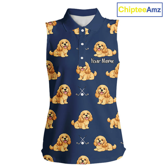 Womens Sleeveless Golf Polo Shirt Custom Funny Cocker Spaniel Team Ladies Golf Tops, Dog Lover Gift NHN0210