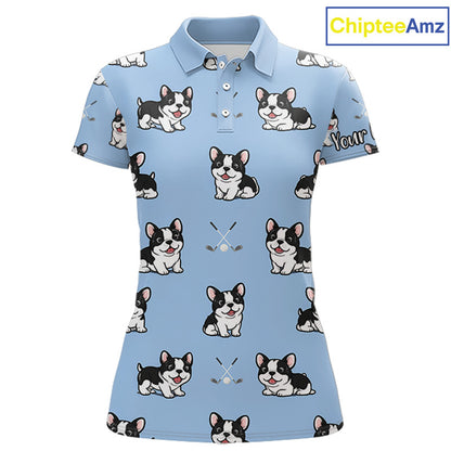 Womens Golf Polo Shirt Custom Funny French Bulldog Team Ladies Golf Tops, Dog Lover Gift NHN0212