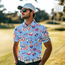 Load image into Gallery viewer, America 250th Anniversary Golf Polo Shirt For Men, Patriotic USA Golf Shirts, Independence Golf Gift NHN0232