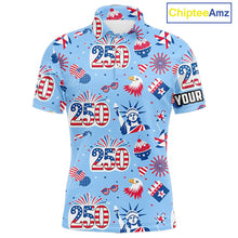 Load image into Gallery viewer, America 250th Anniversary Golf Polo Shirt For Men, Patriotic USA Golf Shirts, Independence Golf Gift NHN0232