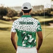 Load image into Gallery viewer, Green Golf Clubs Mens Golf Polo Shirt Custom Name Camo Pattern Golf Shirts Custom Team Golf Top NHN0017