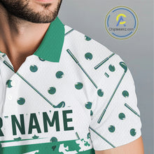 Load image into Gallery viewer, Green Golf Clubs Mens Golf Polo Shirt Custom Name Camo Pattern Golf Shirts Custom Team Golf Top NHN0017