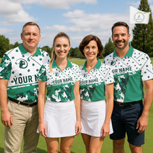 Load image into Gallery viewer, Green Golf Clubs Womens Golf Polo Shirt Custom Name Camo Pattern Golf Shirts Custom Team Golf Top NHN0017