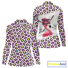 Load image into Gallery viewer, Funny Flamingo Womens Long Sleeve Golf Polo Shirt Custom Colorful Neon Rainbow Leopard Team Golf Polo NHN0155