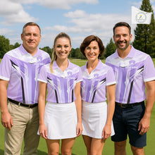 Load image into Gallery viewer, Mens Golf Polo Shirt Purple Geometric Pattern Custom Team Golf Tops For Men, Golf Gifts NHN0199