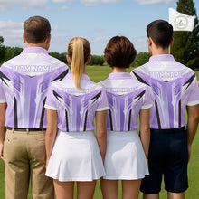 Load image into Gallery viewer, Mens Golf Polo Shirt Purple Geometric Pattern Custom Team Golf Tops For Men, Golf Gifts NHN0199