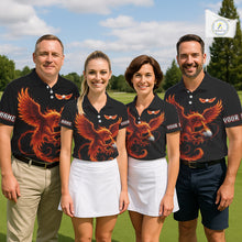 Load image into Gallery viewer, Mens Golf Polo Shirt Custom Phoenix Red Flame Team Golf Tops, White Golf Outfit For Men NHN0078