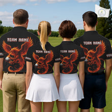 Load image into Gallery viewer, Mens Golf Polo Shirt Custom Phoenix Red Flame Team Golf Tops, White Golf Outfit For Men NHN0078