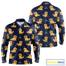 Load image into Gallery viewer, Funny Golden Retriever Long Sleeve Golf Polo Shirt Custom Team Mens Golf Tops, Dog Lover Gift Nhn0214