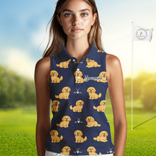 Load image into Gallery viewer, Funny Golden Retriever Womens Sleeveless Golf Polo Shirt Custom Team Ladies Golf Tops, Dog Lover Gift Nhn0214