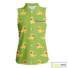 Load image into Gallery viewer, Womens Sleeveless Golf Polo Shirt Custom Funny Golden Retriever Team Ladies Golf Tops, Dog Lover Gift NHN0214