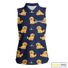 Load image into Gallery viewer, Funny Golden Retriever Womens Sleeveless Golf Polo Shirt Custom Team Ladies Golf Tops, Dog Lover Gift Nhn0214