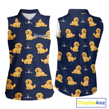 Load image into Gallery viewer, Funny Golden Retriever Womens Sleeveless Golf Polo Shirt Custom Team Ladies Golf Tops, Dog Lover Gift Nhn0214