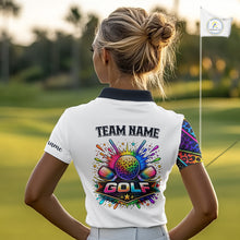 Load image into Gallery viewer, Rainbow Womens Golf Polo Shirt Leopard Print Pattern Custom Team Ladies Golf Tops, Golf Gifts NHN0226