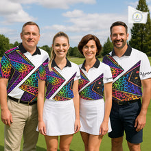 Load image into Gallery viewer, Rainbow Womens Golf Polo Shirt Leopard Print Pattern Custom Team Ladies Golf Tops, Golf Gifts NHN0226