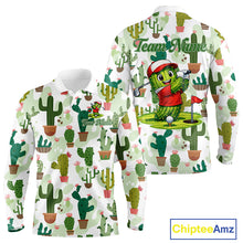 Load image into Gallery viewer, Funny Cactus Flower Long Sleeve Golf Polo Shirt Custom Name Golf Tops, Cactus Golf Shirt Personalized NHN0237