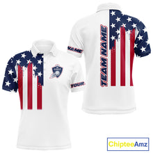 Load image into Gallery viewer, American Flag Mens Golf Polo Shirt Custom Red, White And Blue Team Golf Jersey, Patriotic Golf Shirts NHN0118