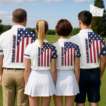 Load image into Gallery viewer, American Flag Mens Golf Polo Shirt Custom Red, White And Blue Team Golf Jersey, Patriotic Golf Shirts NHN0118