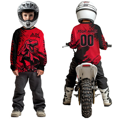 Red Dinosaur Motocross Jersey Dirt Bike Shirts for Men Kid Women Racing Jersey XM417