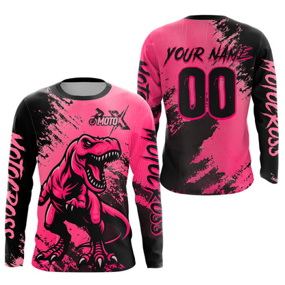 Pink Dinosaur Motocross Jersey Dirt Bike Shirts for Men Kid Women Racing Jersey XM417
