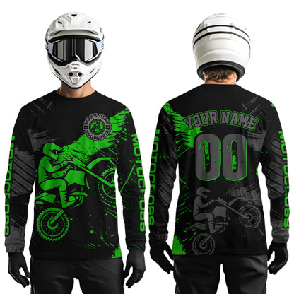 Custom Green Motocross Racing Jersey for Kid Women Men Personalized Dirt Bike Shirts XM425
