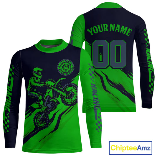 Green Motocross Jersey Custom for Men Women Kid Dirt Bike Shirts Motorcycle Shirt XM434