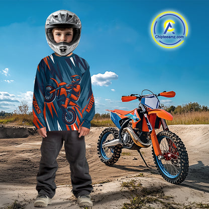 Orange and Blue Motocross Jersey for Men Women Kid Dirt Bike Motorcycle Racing Shirt XM452
