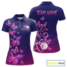 Load image into Gallery viewer, Purple Butterflies Bowling Shirts for Women Men Team Custom Bowling Jerseys MBL135