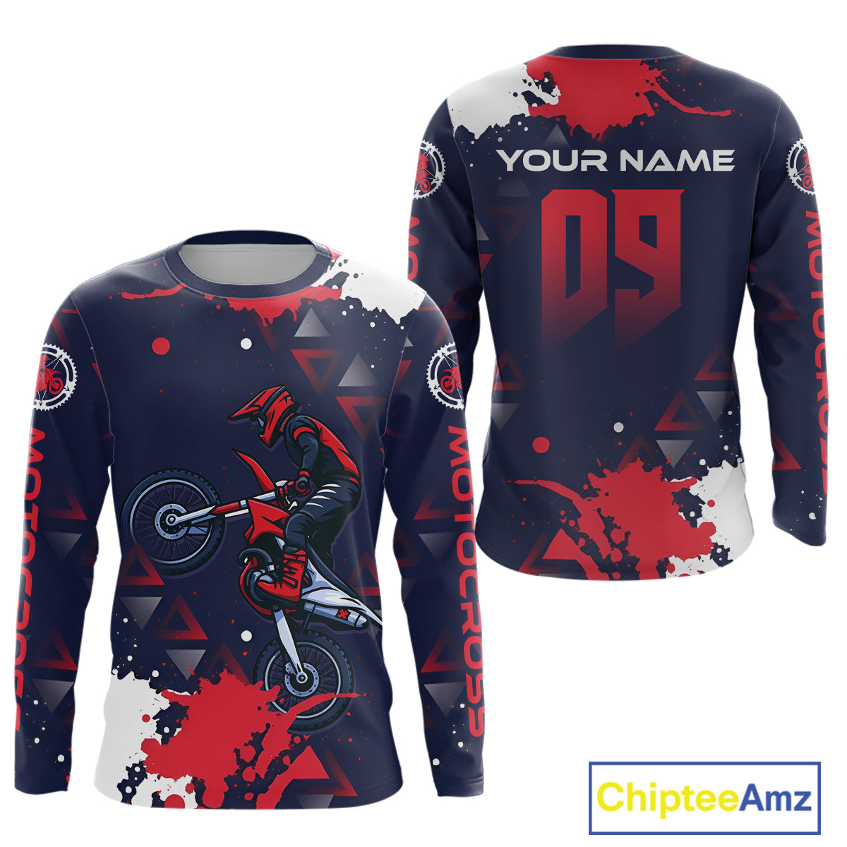 Red and Blue Motocross Jersey Custom for Men Women Kid Dirt Bike Shirts Riding Shirt XM462