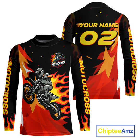 Flaming Motocross Racing Jersey Custom for Women Kid Men Dirt Bike Off road Shirt XM470