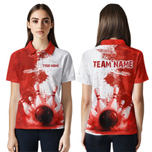 Load image into Gallery viewer, Red Bowling Shirts for Women Men Custom Bowling Polo &amp; 1/4 Zip Shirt for Team MBL220