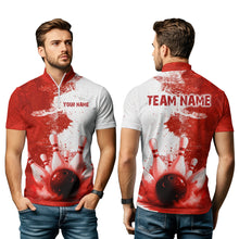 Load image into Gallery viewer, Red Bowling Shirts for Women Men Custom Bowling Polo &amp; 1/4 Zip Shirt for Team MBL220